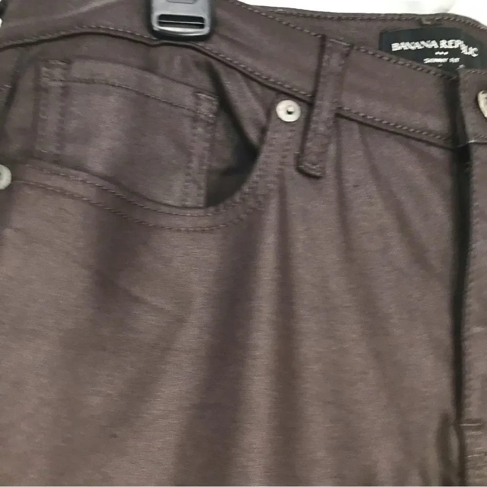 Banana Republic Factory Brown Barn Red Waxed Denim Skinny Fit Jeans